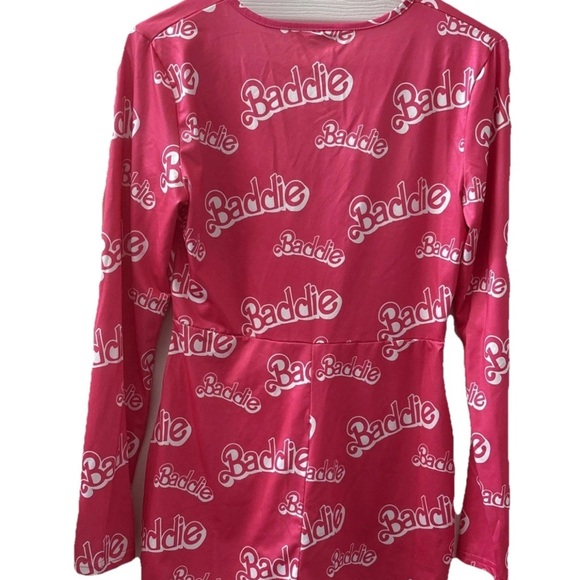 Baddie One Piece Romper Shorts Jumpsuit L Pink Stretchy Spandex *missing snap - Picture 8 of 8